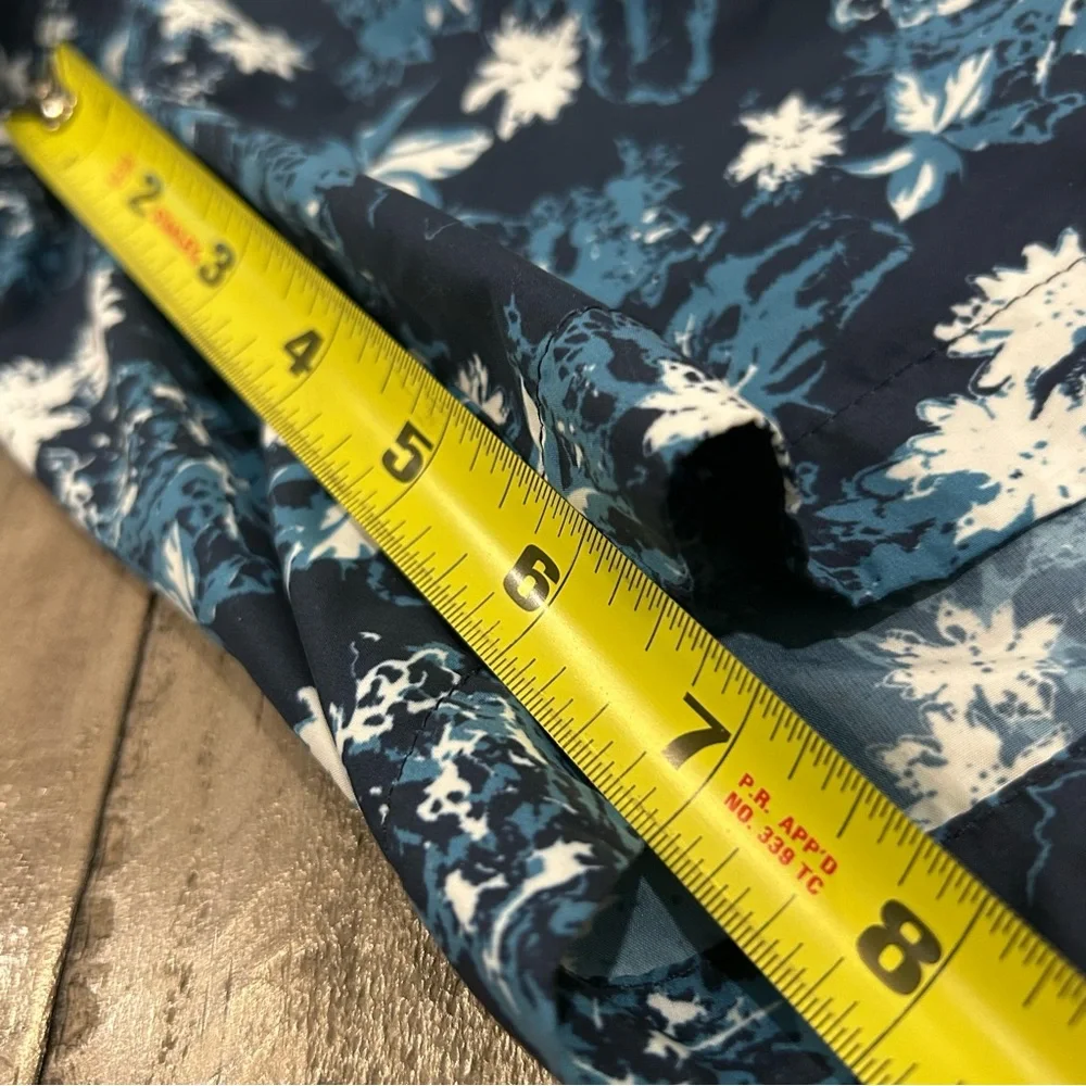 Peter Millar Swim Shorts/Trunks Mens Blue Lined Floral Bathing Suit EUC